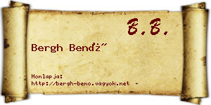 Bergh Benő névjegykártya